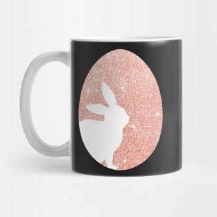 Easter Bunny Silhouette in Rose Gold Faux Glitter Easter Egg Mug